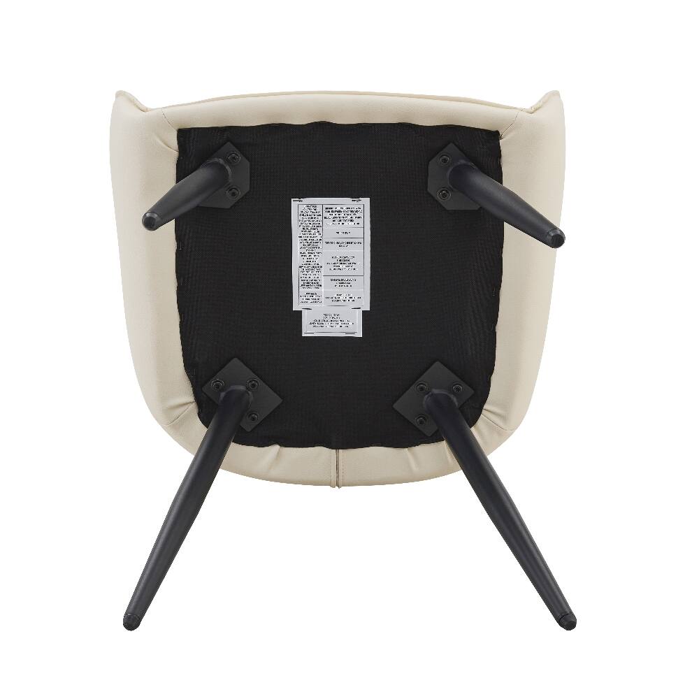Alt View 8. Loheer - Loheer Faux Leather Dining Chairs Set of 2 Off White Modern Upholstered Kitchen Chairs with Black Iron Legs - Off White.