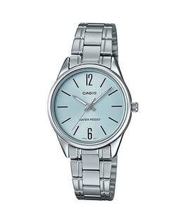 Casio - Women’s Stainless Steel Watch with Light Blue Dial - LTP-V005D-2BUDF - Silver