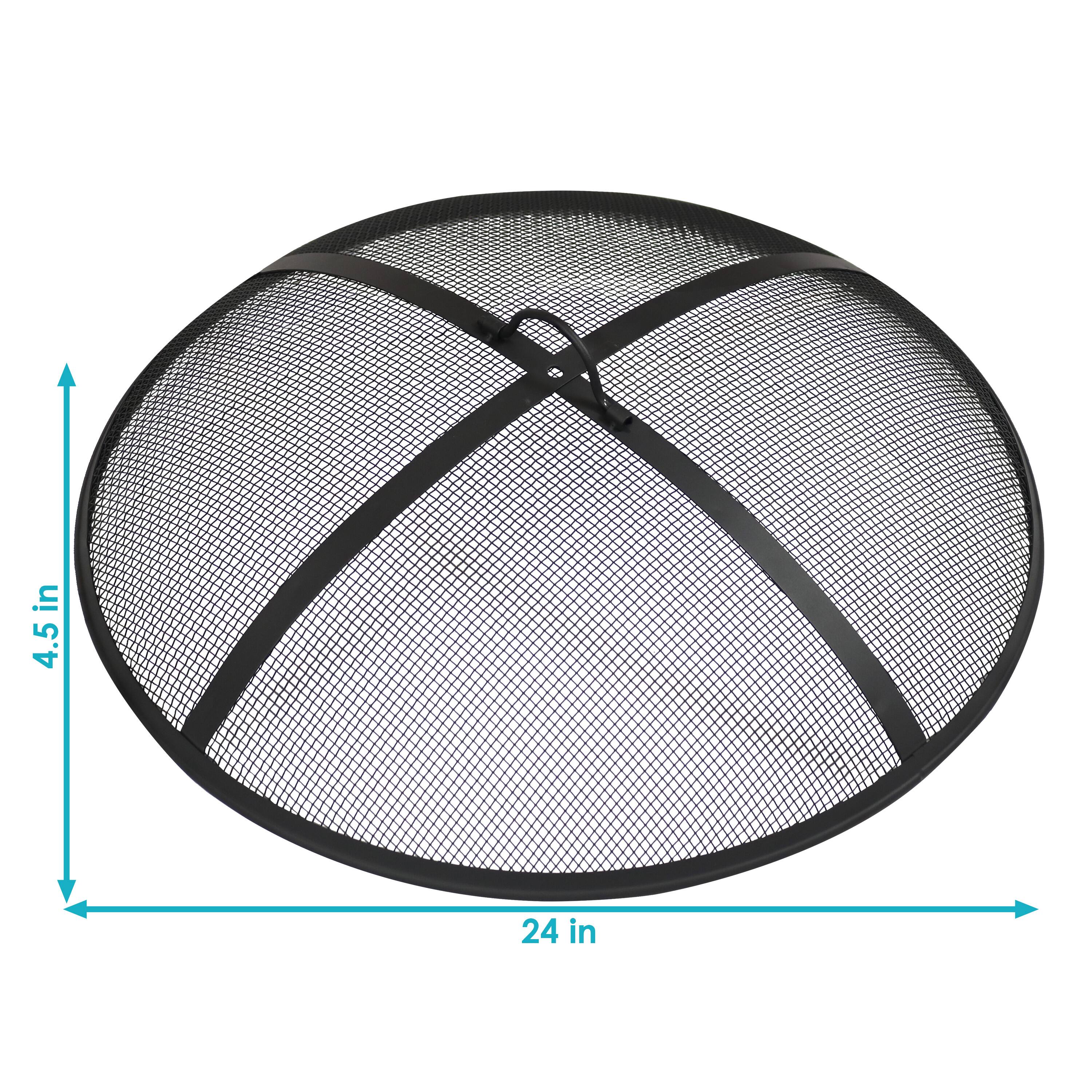 Alt View 7. Sunnydaze - 24 in Steel Round Fire Pit Spark Screen - Black.