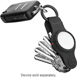 KeySmart - Air Compact Key Tracker and Holder For AirTag - Vegan Leather Black - Front_Zoom