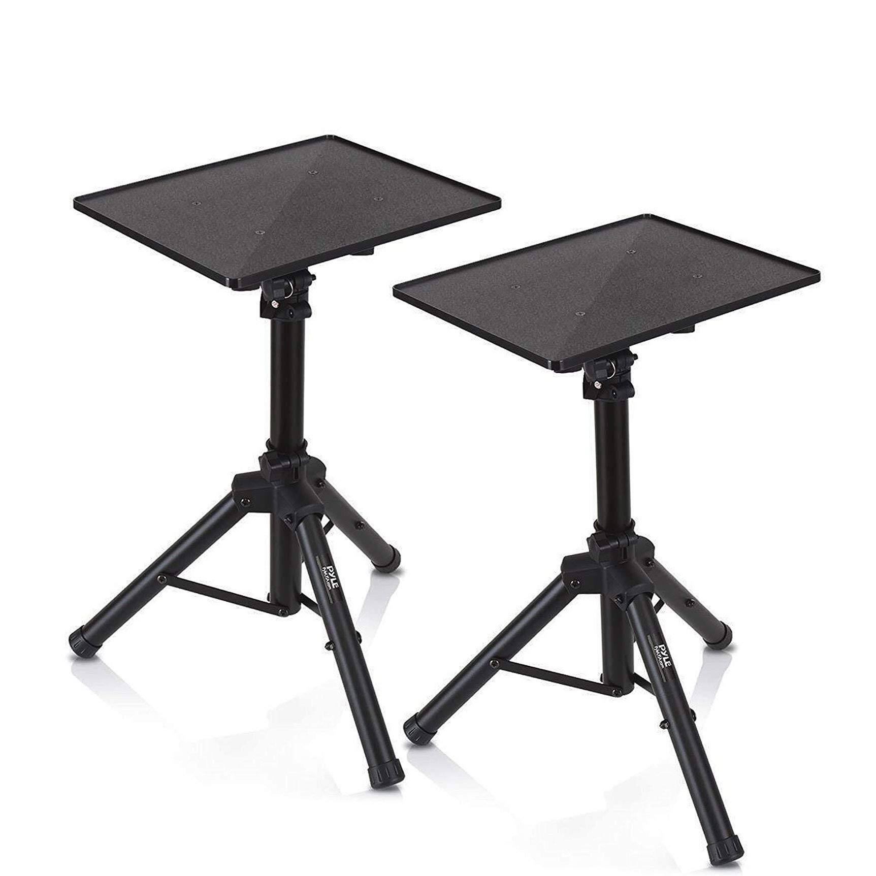 Front. Pyle - Pyle Laptop Projector Tripod Stand, Adjustable Up to 52" Height, 20" x 16" Plate, for Stage or Studio Use - PLPTS4X2 - Black.