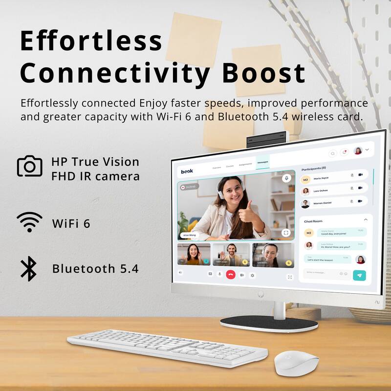 Effortless Connectivity Boost

Effortlessly connected. Enjoy faster speeds, improved performance and greater capacity with Wi-Fi 6 and Bluetooth 5.4 wireless card.

- HP True Vision FHD IR camera
- WiFi 6
- Bluetooth 5.4