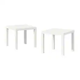 FurniFact - 2-Piece Square Coffee and Side Table Set with Minimalist Design - White