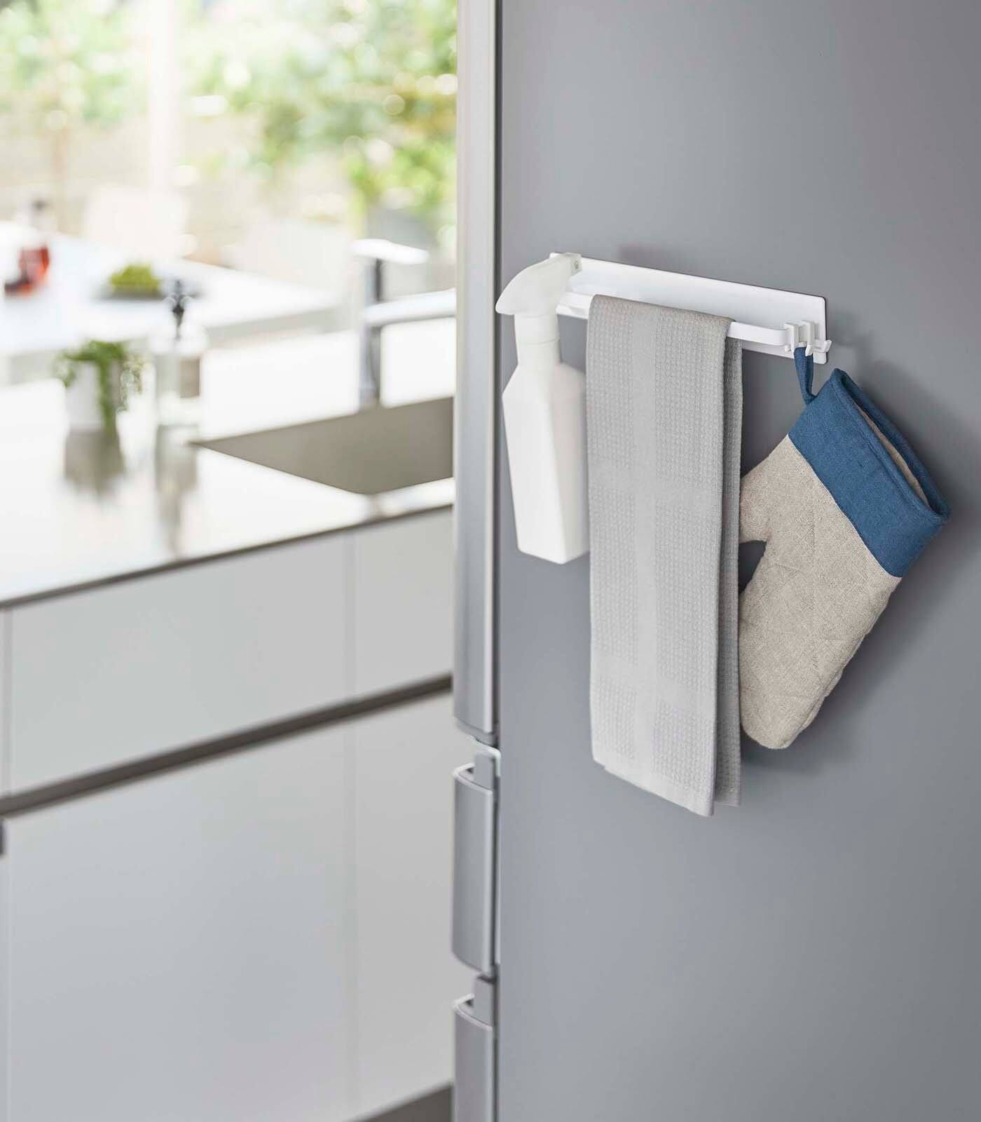 Alt View 2. Yamazaki Home - Magnetic Kitchen Towel Hanger - Steel - Black.