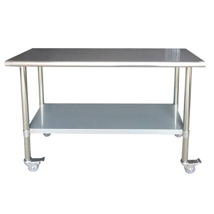 Front. Sportsman Pro-Series - Stainless Steel Work Table with Casters 24 x 60 Inches - Silver.