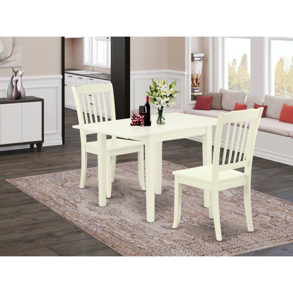 Angle. East West Furniture - Dining Room Set Linen White - Brown.