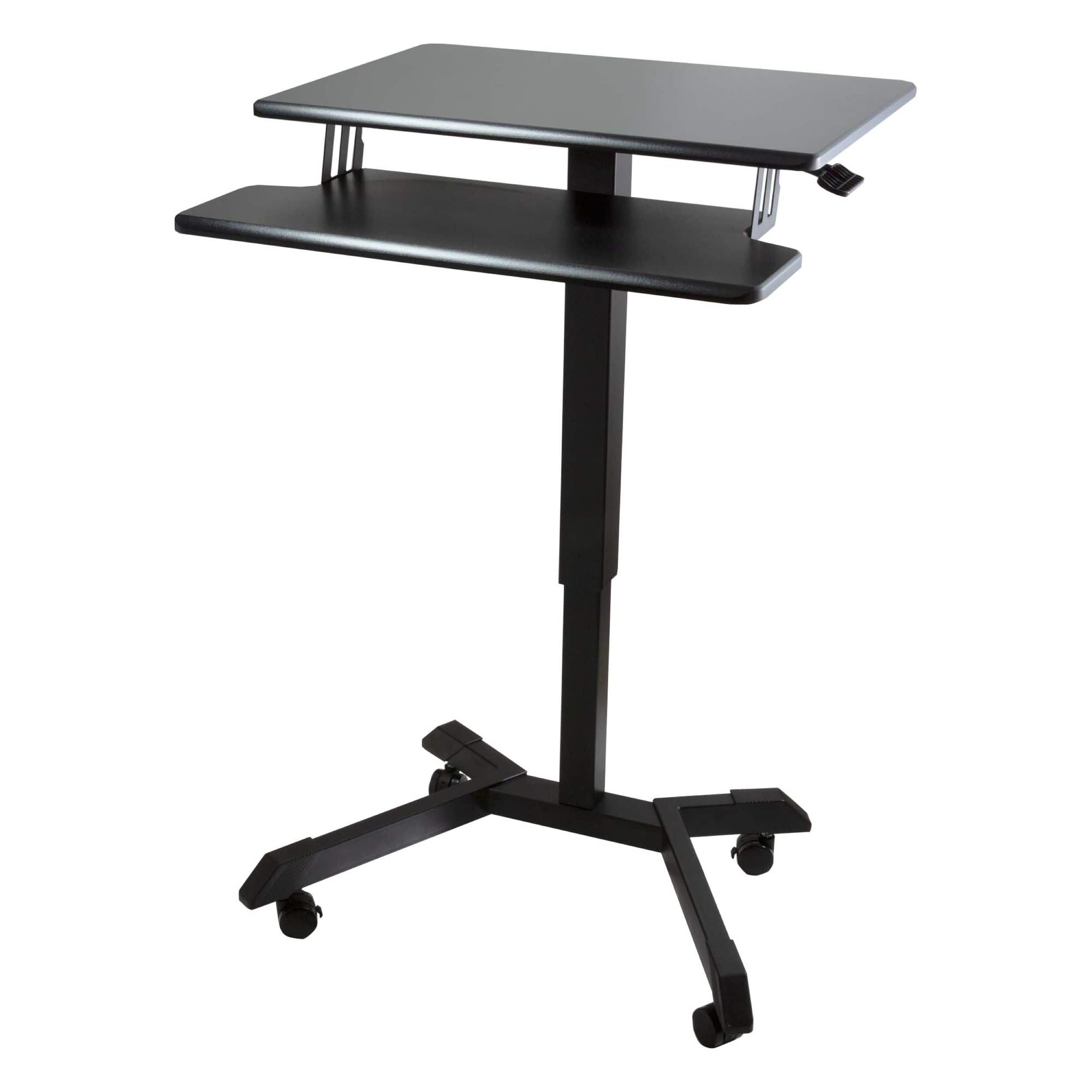 Front. Victor - Mobile Adjustable Standing Desk with Keyboard Tray 25.6" Wide - Black.
