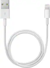 Front. Apple - 1.6' Lightning-to-USB Cable - White.