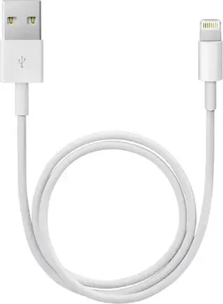 Front. Apple - 1.6' Lightning-to-USB Cable - White.
