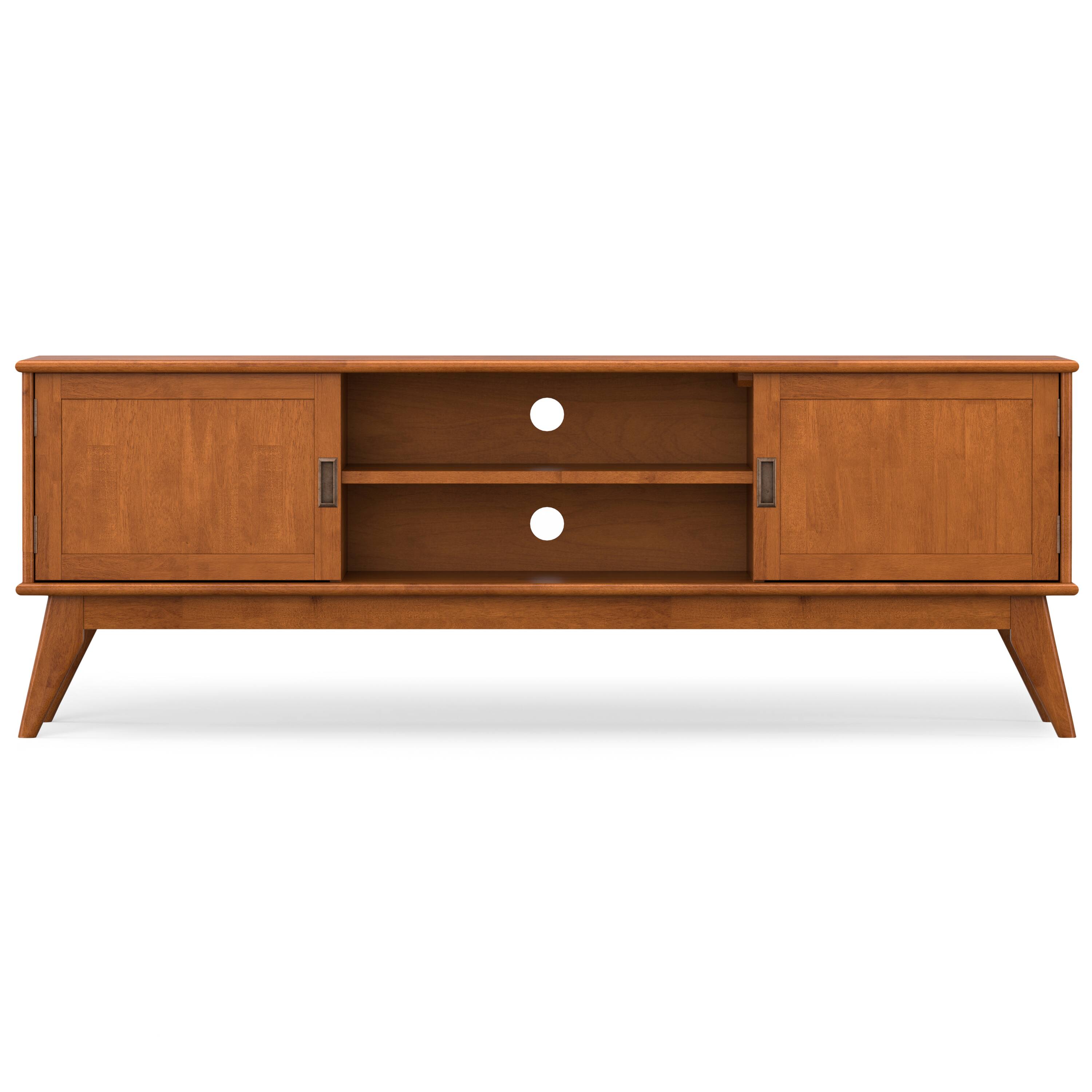 Alt View 7. Simpli Home - Draper SOLID HARDWOOD Mid Century 72 inch TV Stand in Teak Brown For TVs up to 80 inches - Teak Brown.