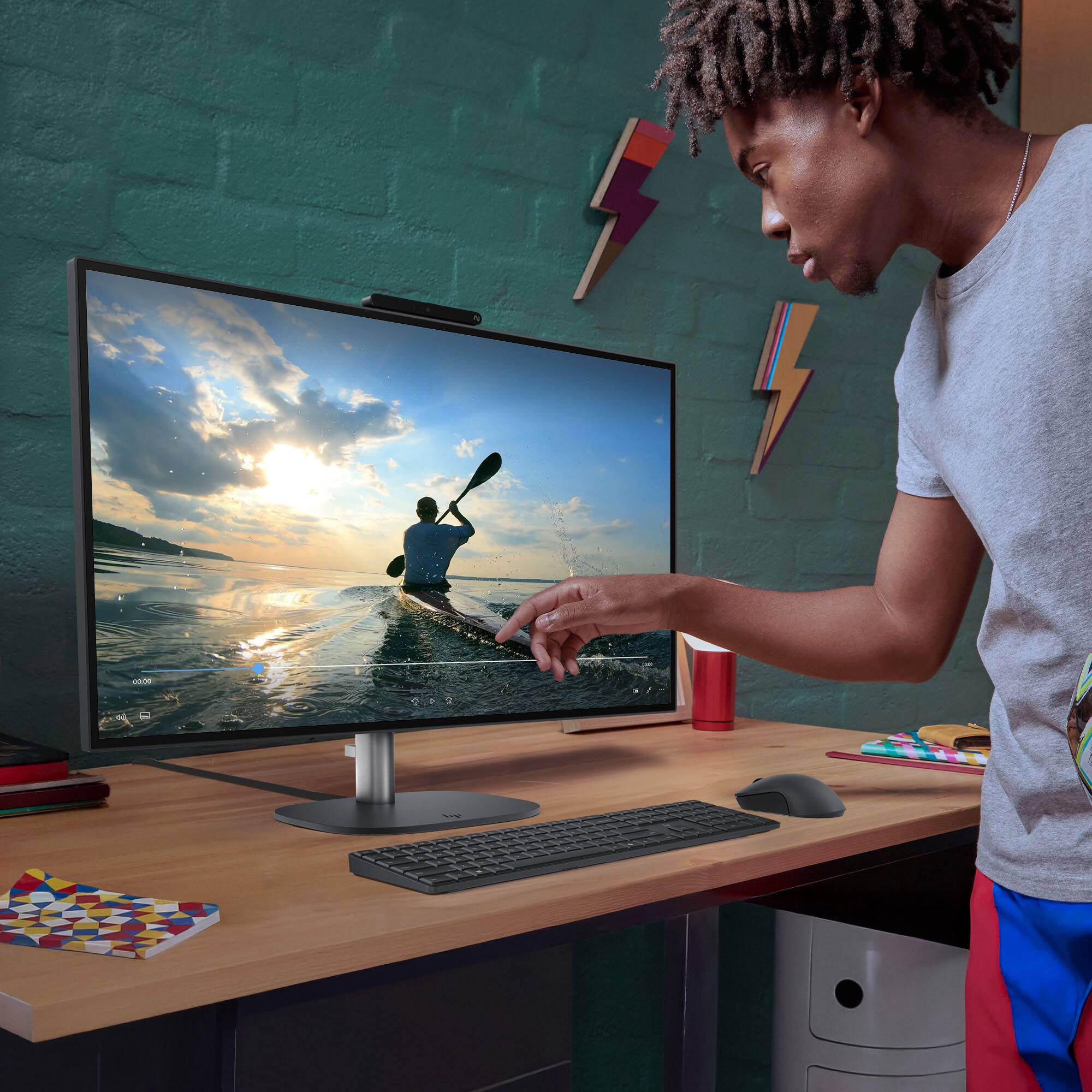 Alt View 12. HP - OmniStudio X 27" QHD All-in-One w/ Adjustable Height - Intel Core Ultra 7 356H - 16GB Memory - 1TB SSD - Copilot+ PC - Eclipse Gray.