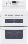 Front. LG - 30" Self-Cleaning Freestanding Double Oven Electric Range - Smooth White.