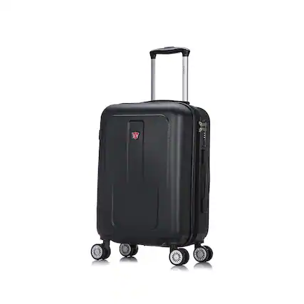 Front. DUKAP - Crypto Lightweight Hardside Spinner Luggage 20" carry-on - BLACK.