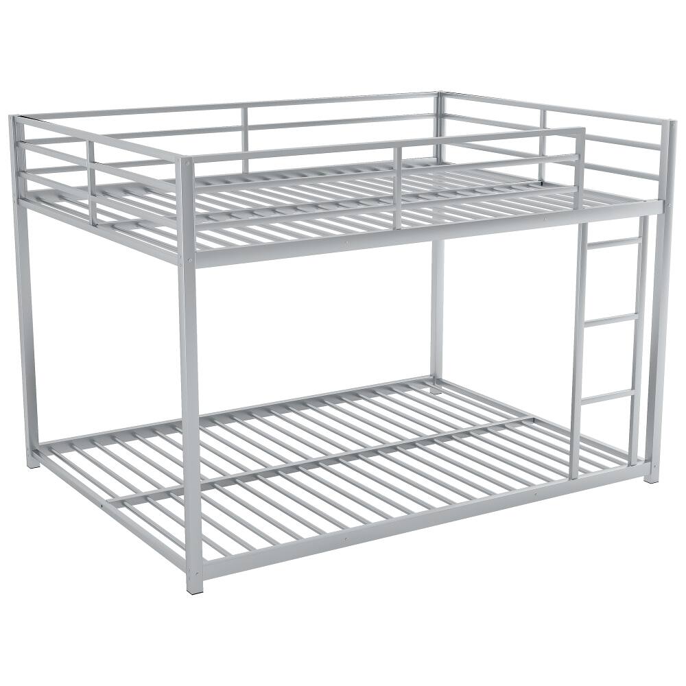 Alt View 1. Loheer - Loheer Full Over Full Bunk Bed Metal Low Bunk Bed with Ladder Silver - Silver.