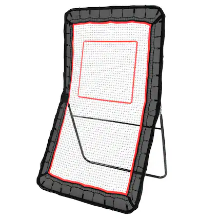 Front. VEVOR - Lacrosse Rebounder for Backyard, 4x7 Ft Volleyball Bounce Back Net, Pitchback Throwback Baseball - Black.