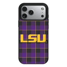 Keyscaper - NCAA - LSU Tigers Plaid Magnetic Bump iPhone Case - 15 - Black