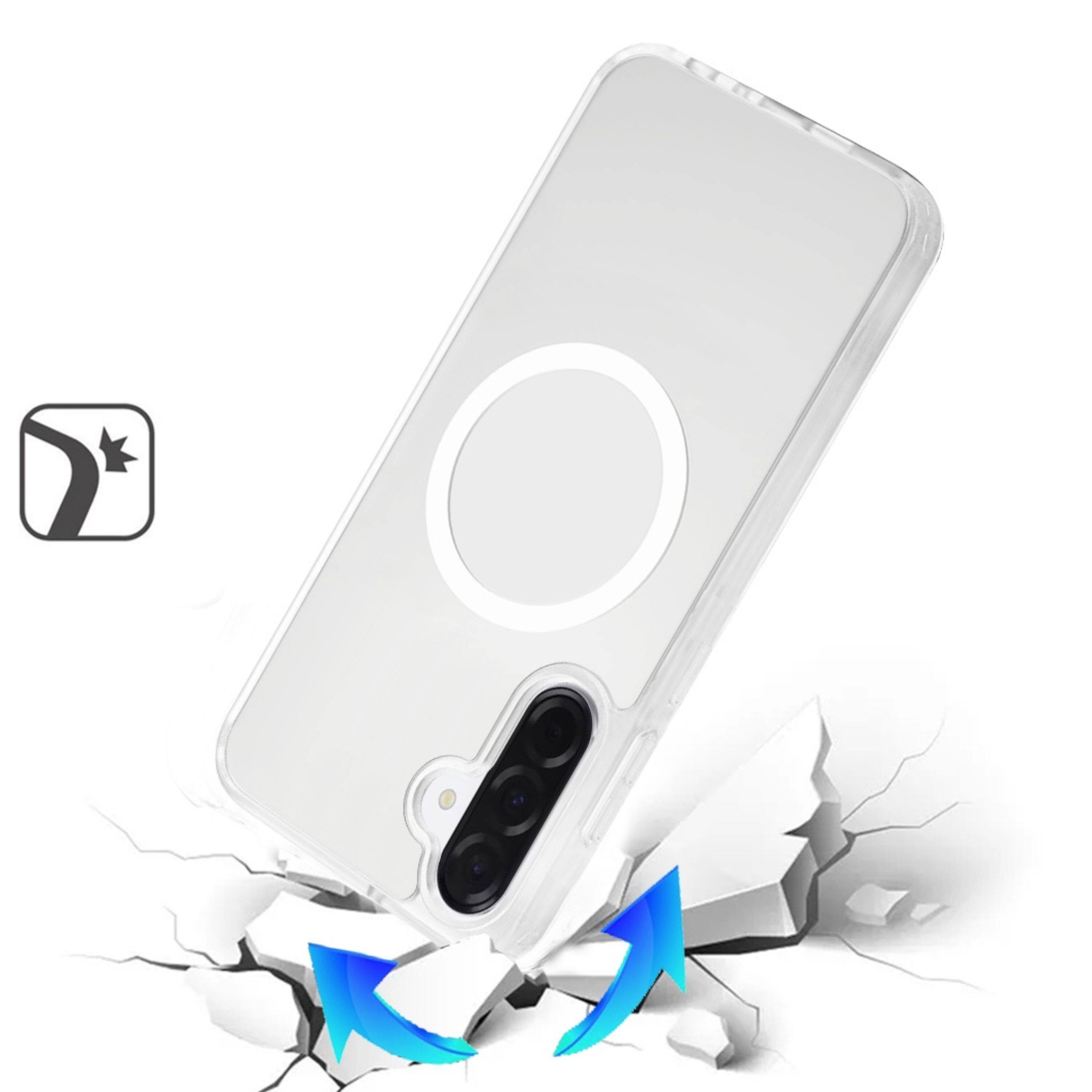Left. Kitcheniva - Soft Touch Frosted Back Magnetic Circle Phone Case With Tempered Glass For Samsung Galaxy A37 5G Clear - Clear.