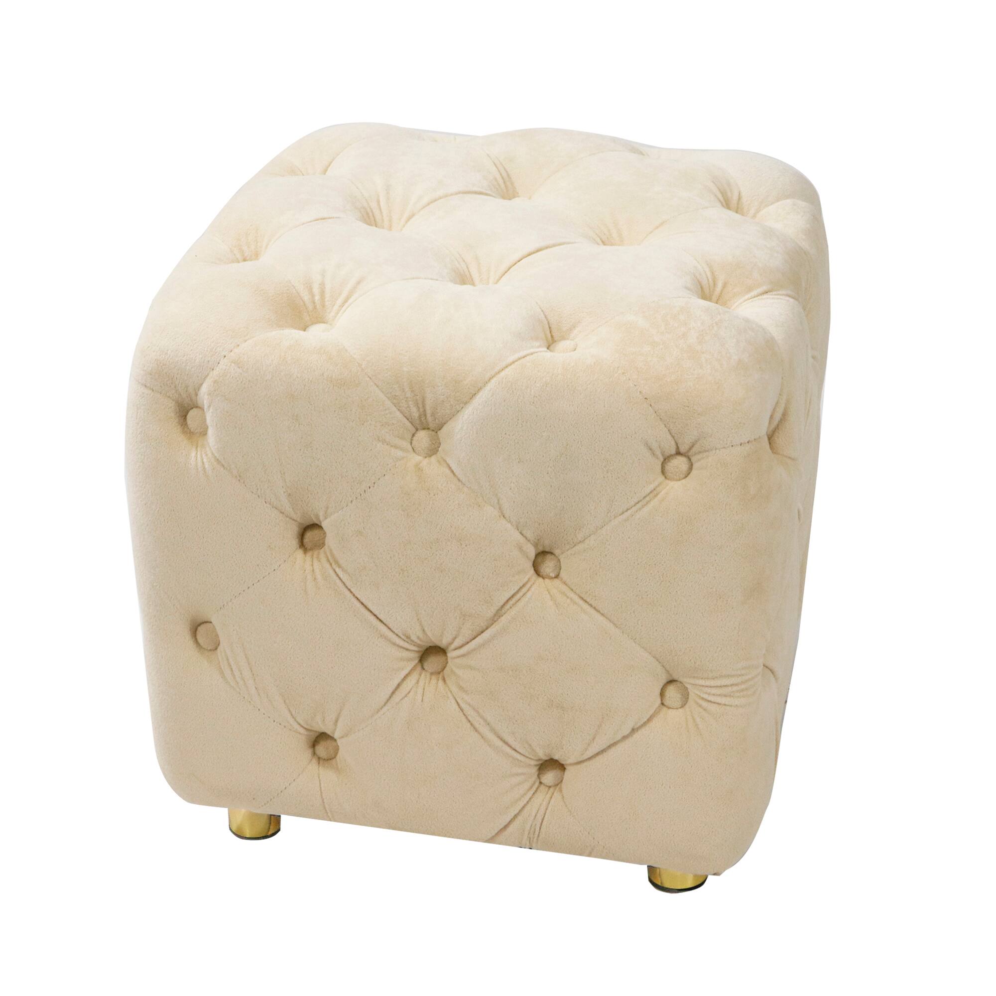 Alt View 6. GOODSILO - Modern Velvet Upholstered Ottoman with Storage, Versatile Foot Stool and End Table for Living Room and Bedroom - Beige.