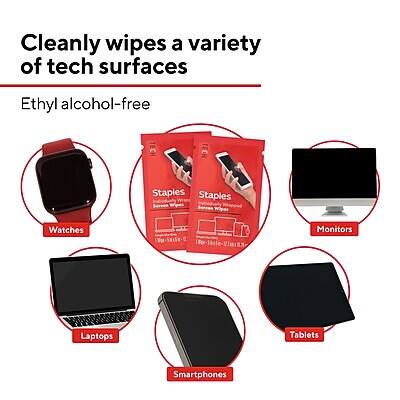 Cleanly wipes a variety of tech surfaces  
Ethyl alcohol-free  

- Watches  
- Monitors  
- Laptops  
- Tablets  
- Smartphones