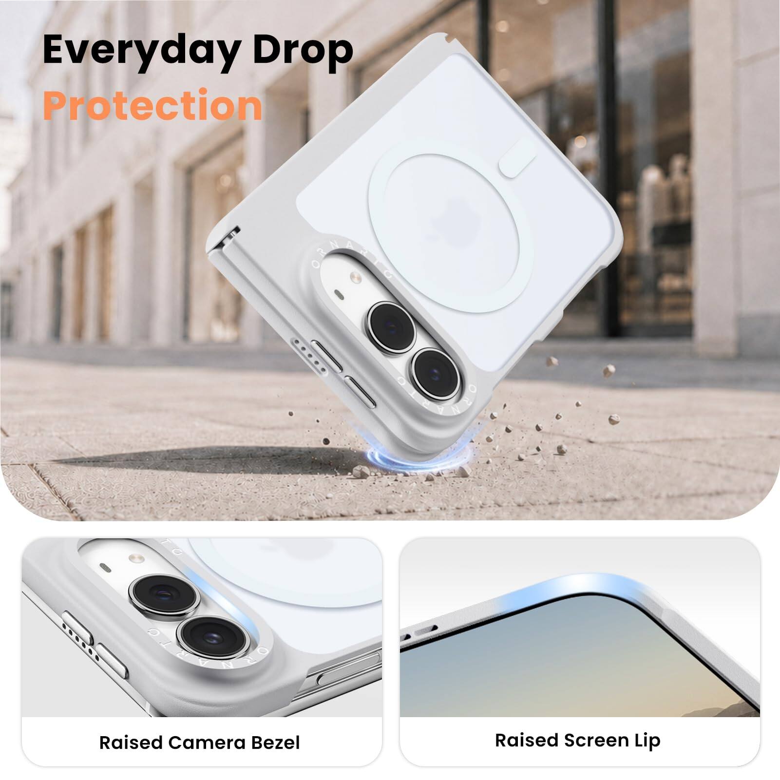 Everyday Drop Protection

Raised Camera Bezel
Raised Screen Lip