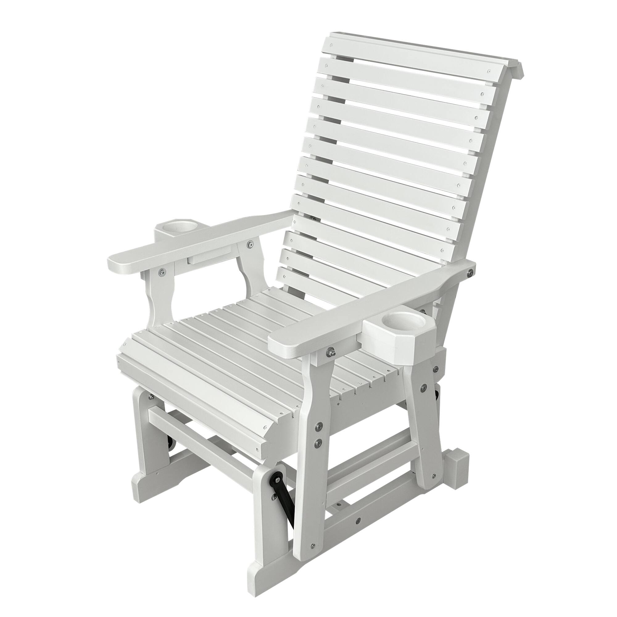 Alt View 5. Fortune Candy - Wooden Patio Glider w/High Back & Deep Contoured Seat, Solid Fir Wood, Heavy-Duty 600 lbs(1 Searter, 2 Pack) - White.