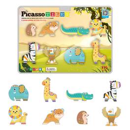 PicassoTiles - PICASSO-TILES Safari Animal Magnetic Building Blocks for Kids – 8PC STEM Construction Toy, Educational Learning Set