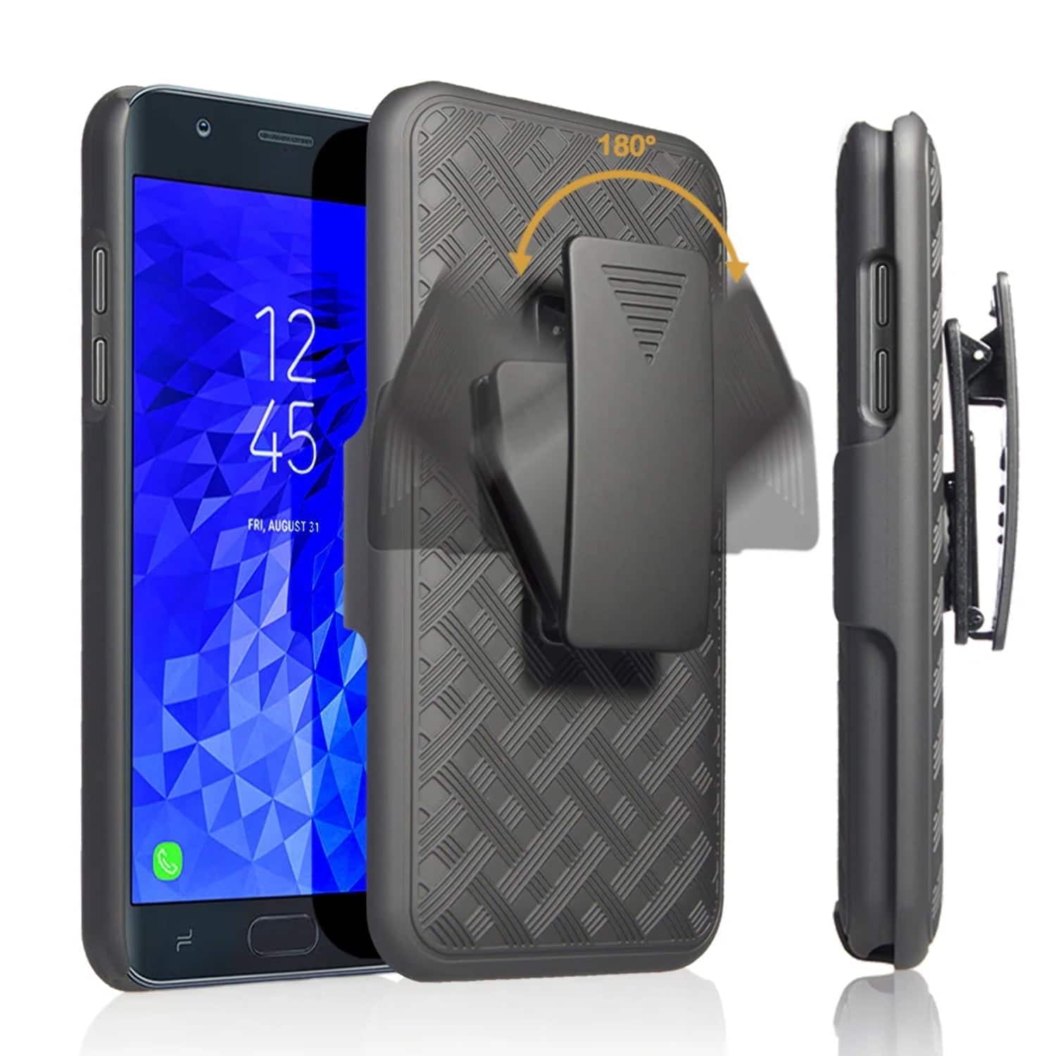 RomeTech - Shell Holster Combo Case for Samsung Galaxy J7 - Black