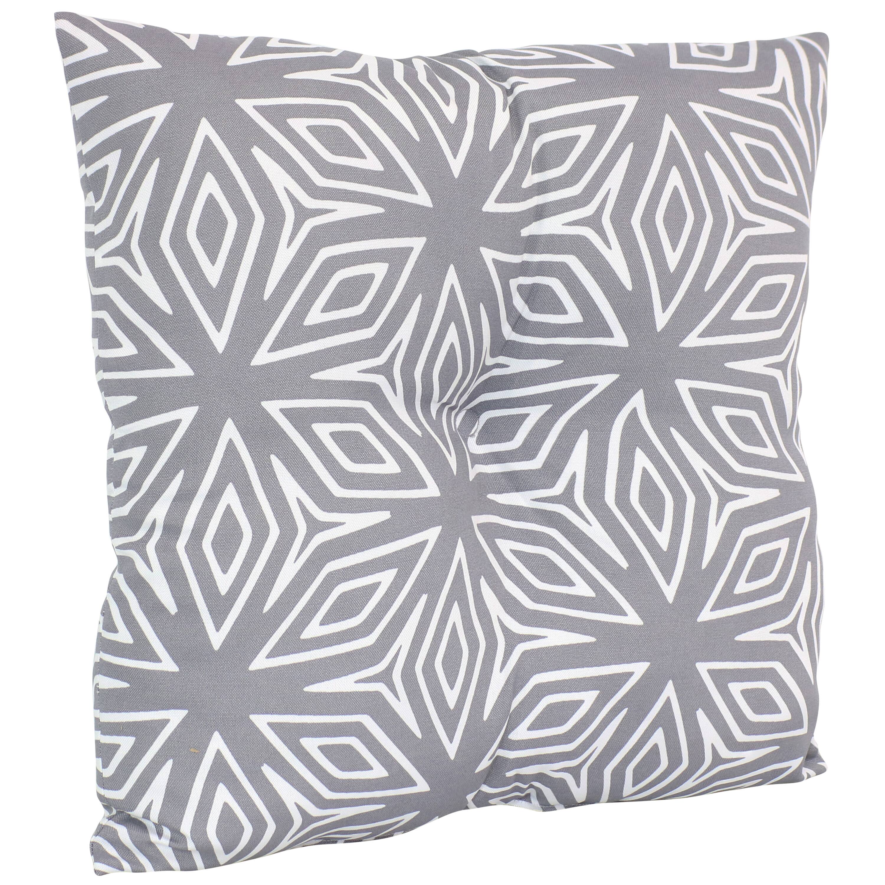 Alt View 5. Sunnydaze - Outdoor Square Tufted Back Cushion - 19 in - Gray Geometric.