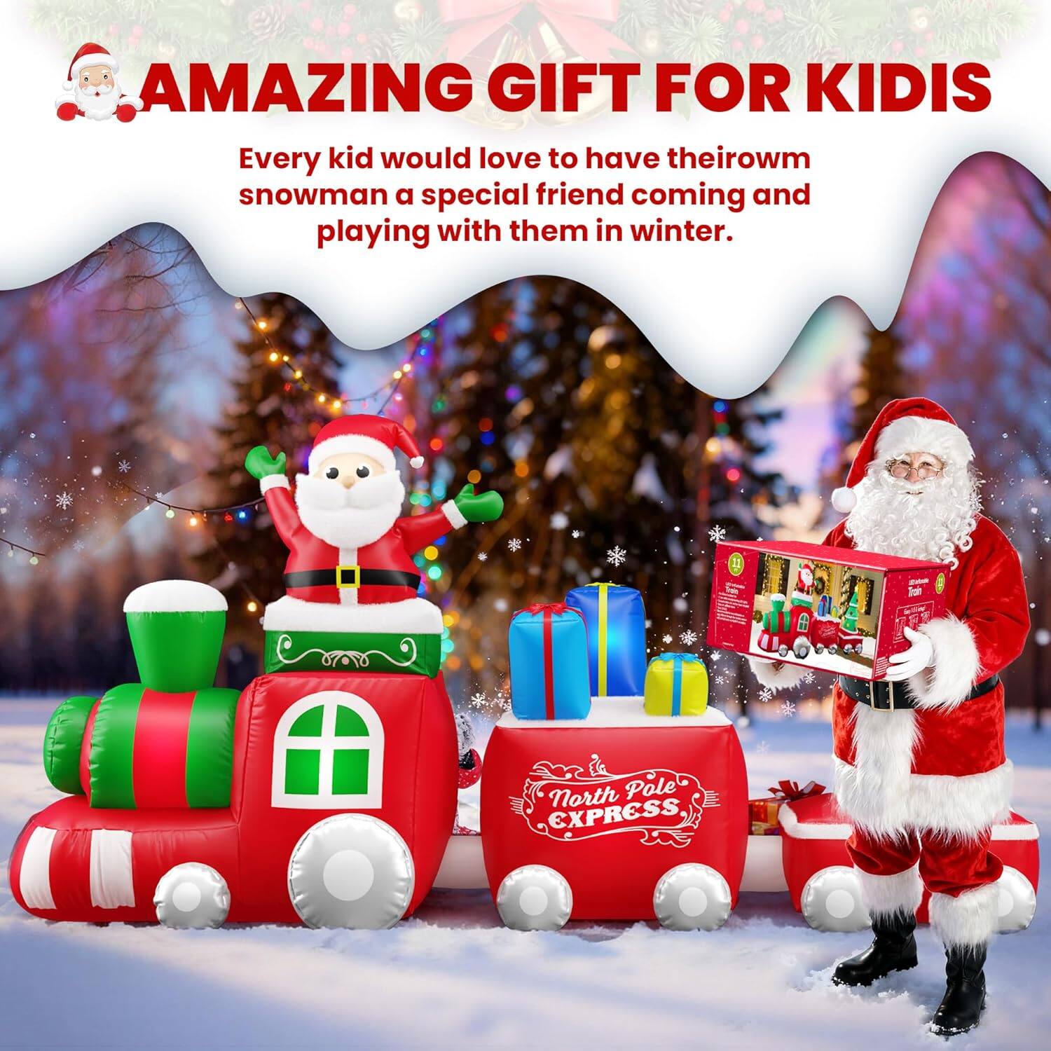 AMAZING GIFT FOR KIDS

Every kid would love to have their own snowman a special friend coming and playing with them in winter.

To the North Pole EXPRESS