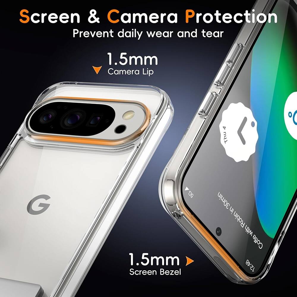 Screen & Camera Protection  
Prevent daily wear and tear  

1.5mm Camera Lip  

1.5mm Screen Bezel  

Thu 4  
G  
5G  
30min in Robin with Coffee  
12:48