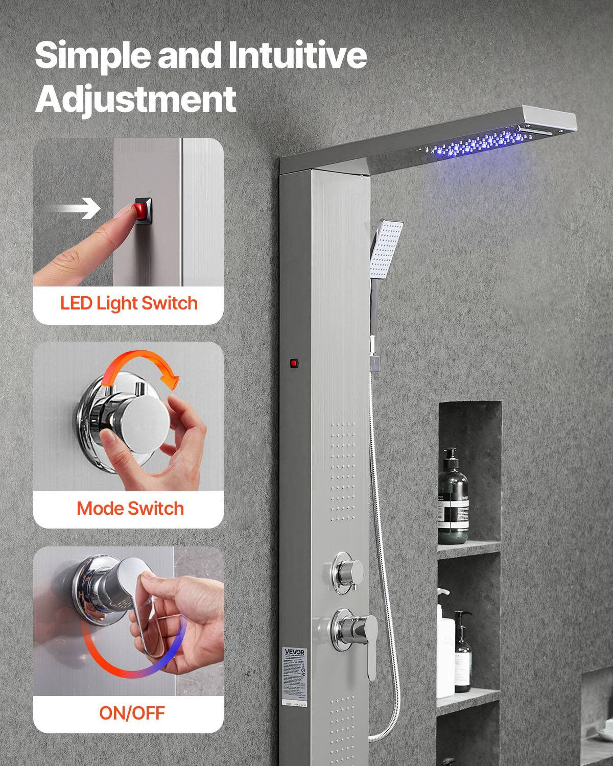 Simple and Intuitive Adjustment

LED Light Switch

Mode Switch

ON/OFF
