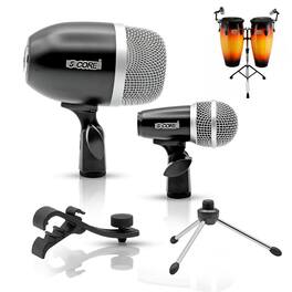 5 CORE - Conga Mic Snare Tom Microphone Drum Kit Condenser XLR Instrument Mics - Black