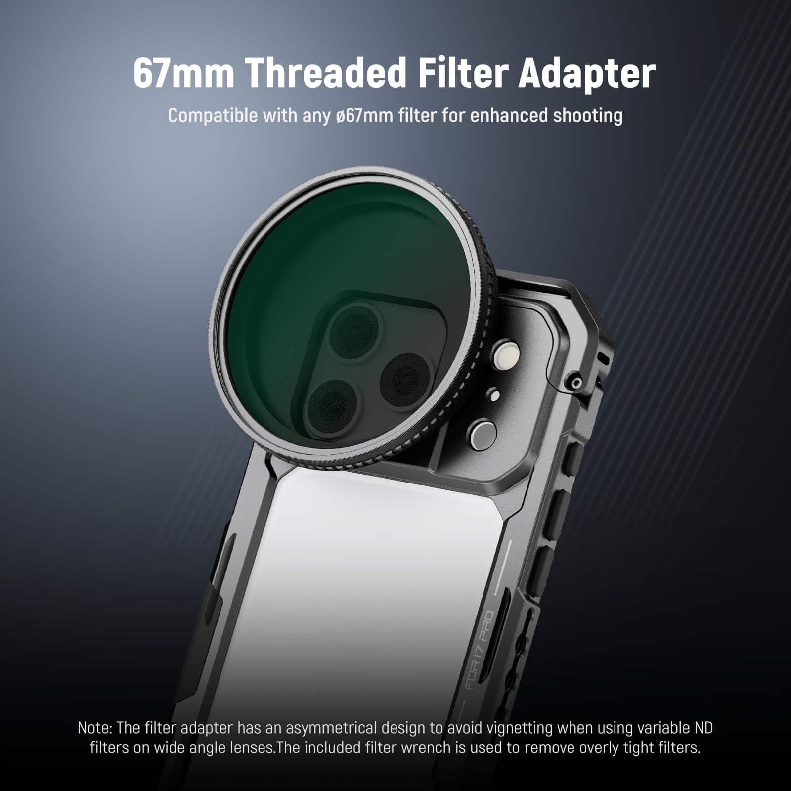 Neewer iPhone 17 Pro Video Cage Rig with 67mm Filter Ring, 17mm