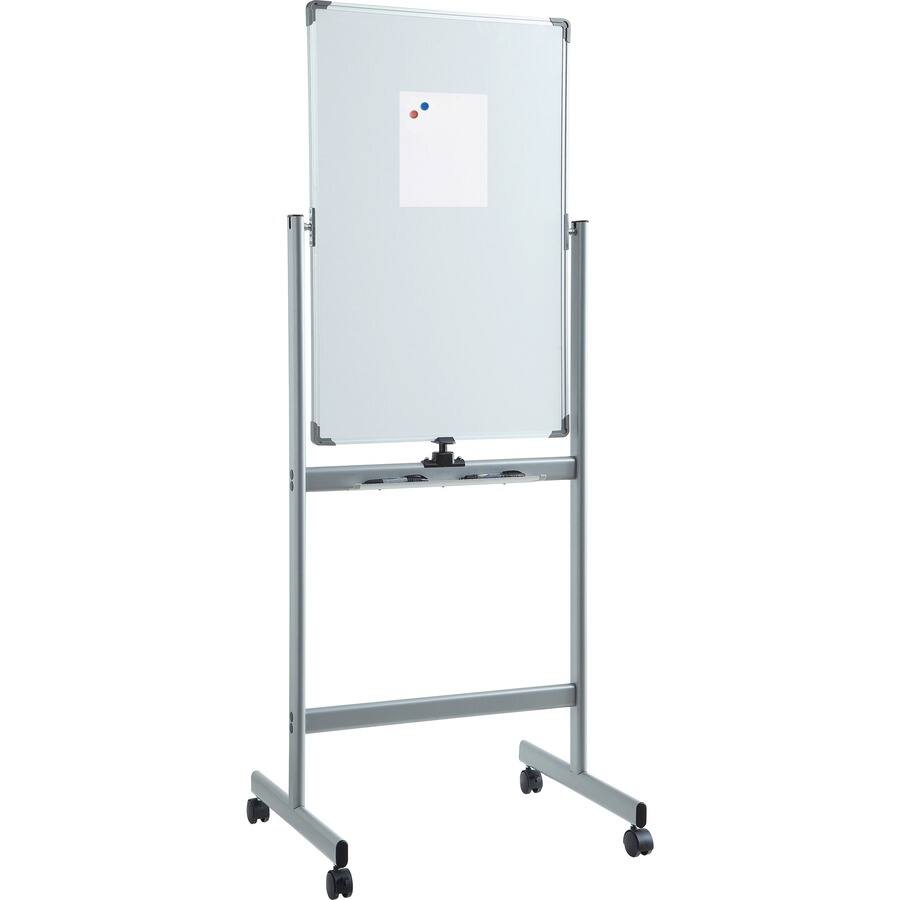 Left. Lorell - Lorell Doublesided Magnetic Whiteboard Easel  24" x 36"  White Surface  Floor Standing  Magnetic  1 Each.