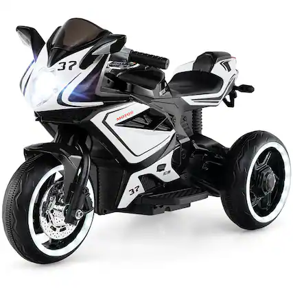 Front. Costway - Costway Kids Ride on Motorcycle 6V Battery Powered Mini Electric Motorbike with LED Lights - Black.