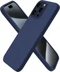 Front. Ornarto - ORNARTO Compatible with iPhone 15 Pro Max Case 6.7", Slim Liquid Silicone Full Covered Protective Cover-Dark Blue - Dark Blue.