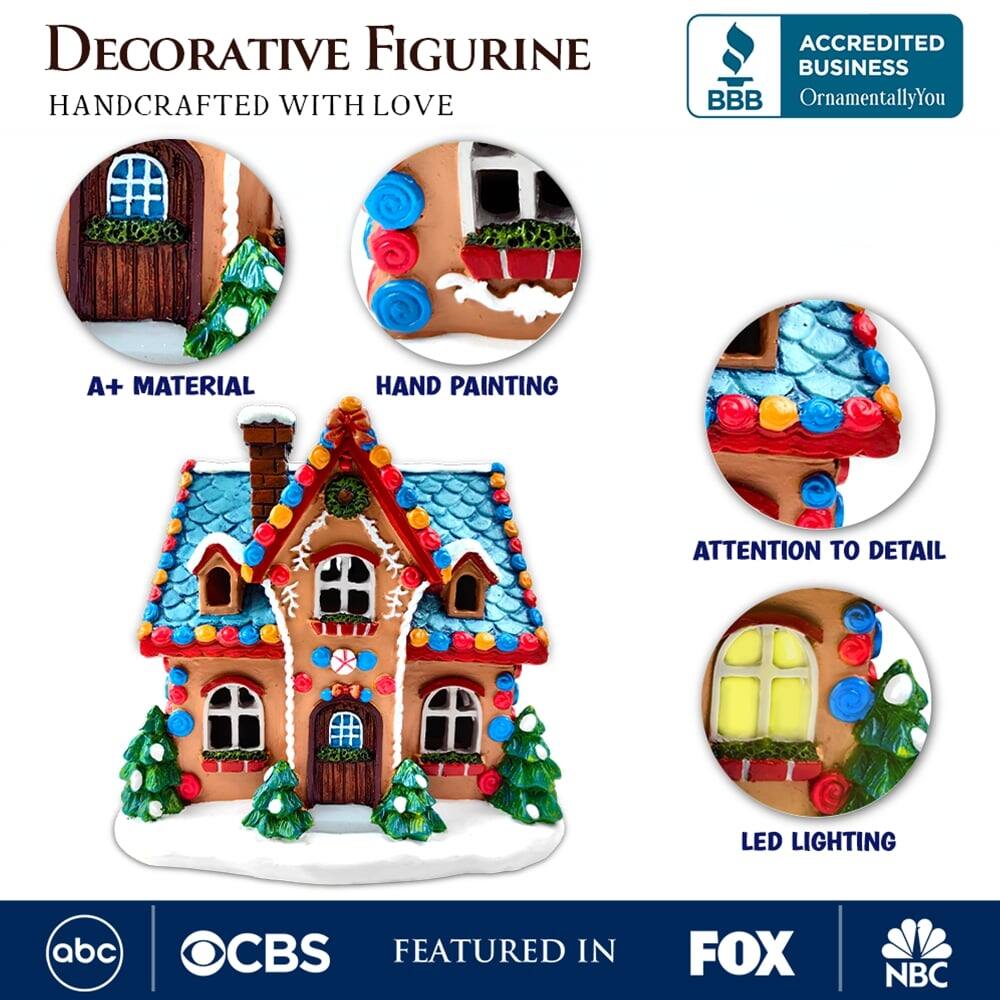 **Decorative Figurine**  
*Handcrafted with Love*

- **A+ Material**
- **Hand Painting**
- **Attention to Detail**
- **LED Lighting**

*Accredited Business*  
OrnamentallyYou

*Featured in*  
ABC  
CBS  
FOX  
NBC