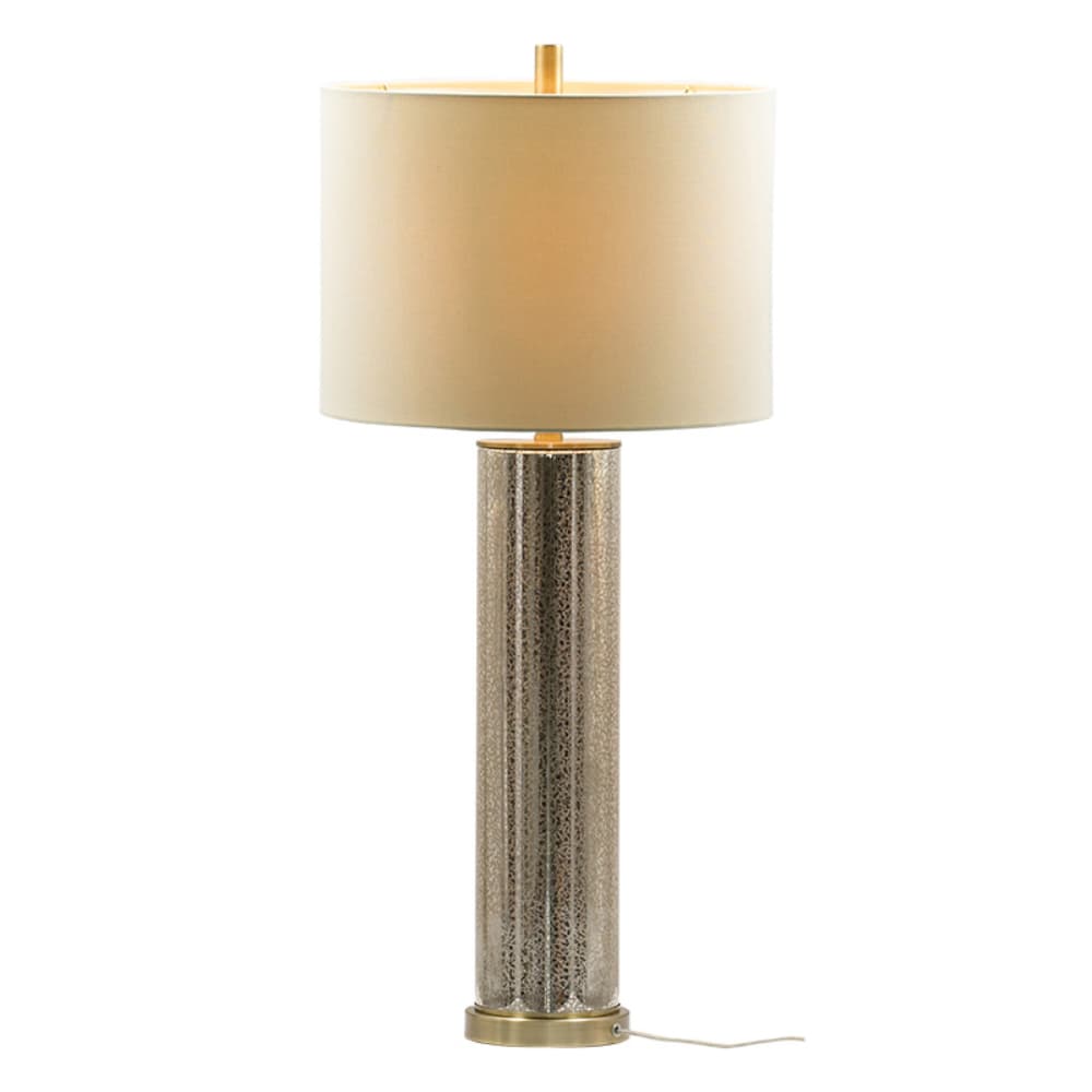 Alt View 6. Luckbyte - 16x16x35 Inch Gold Mirrored Glass Table Lamp With White Fabric Shade.
