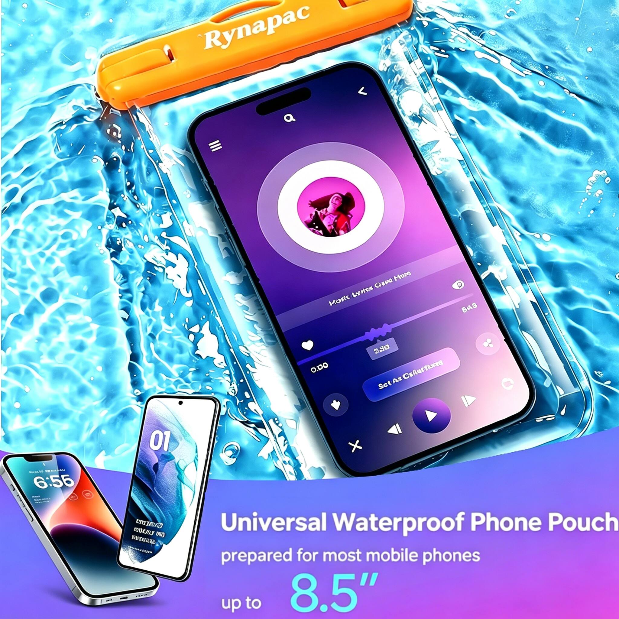 Rynapac Ham CEPO Lyatea tcast C 5AS O.DO 230 As CeAertixng Set . 6:55 01 E M -2 RWTIIGD - Universal Waterproof Phone Pouch prepared for most mobile phones up to 8.5"