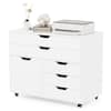 Front. Costway - Costway 5-Drawer File Cabinet Mobile Chest of Drawers with Side Cabinet 5 Casters - White.