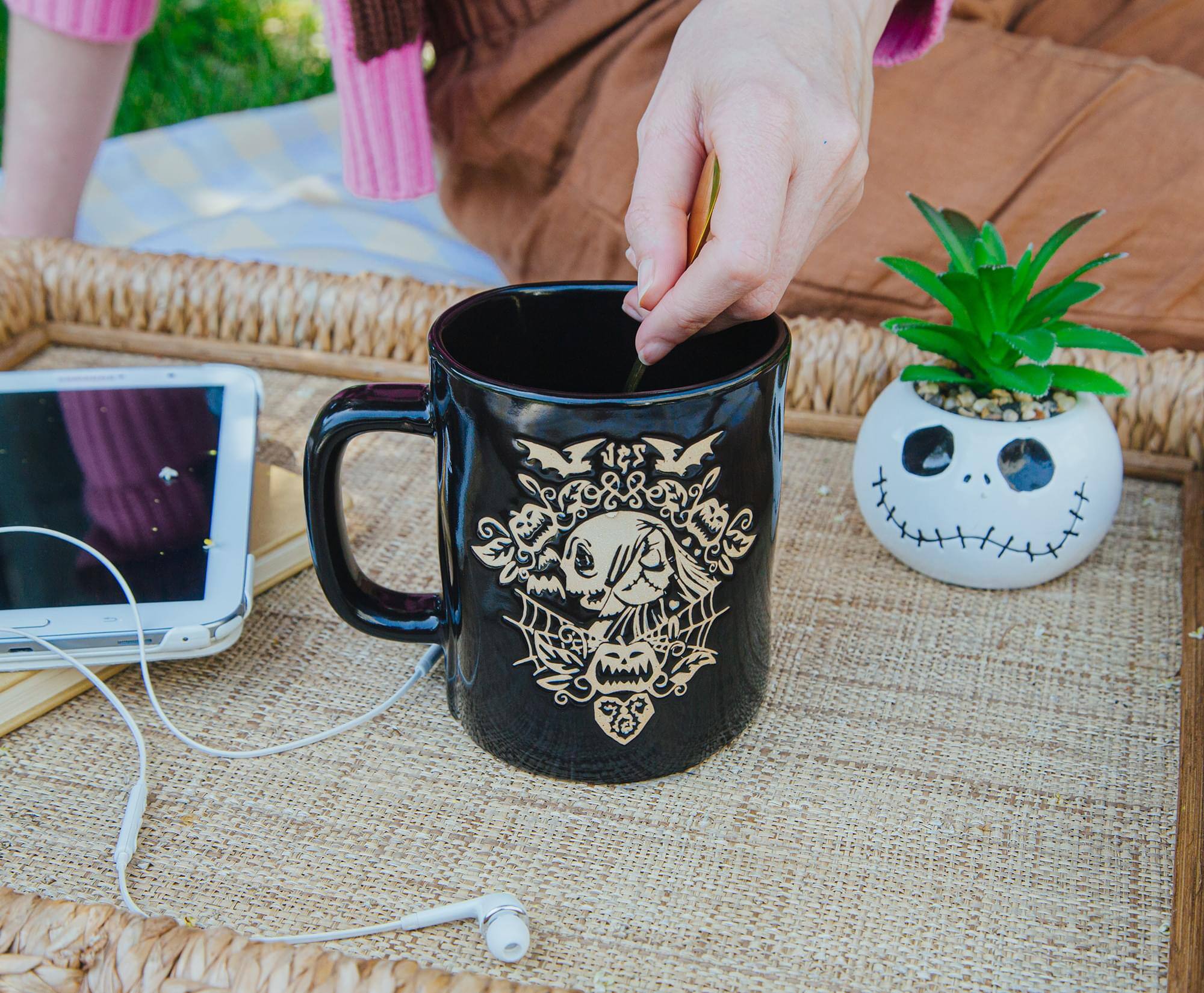 Alt View 4. Disney - Disney The Nightmare Before Christmas Jack And Sally Wax-Resist Pottery Mug - Black.