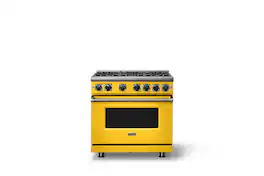 Viking - Pro 7 Series 5.6 Cu. Ft. Freestanding Sealed 4 Burner Gas Convection Range - Daffodil - Daffodil