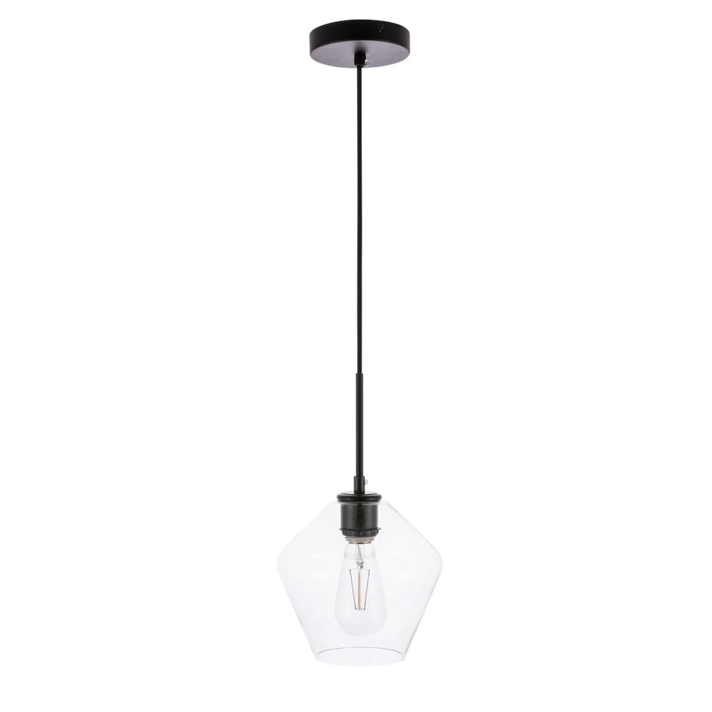 Alt View 10. Living District - Gene 1 light Black and Clear glass pendant - Black And Clear Glass.