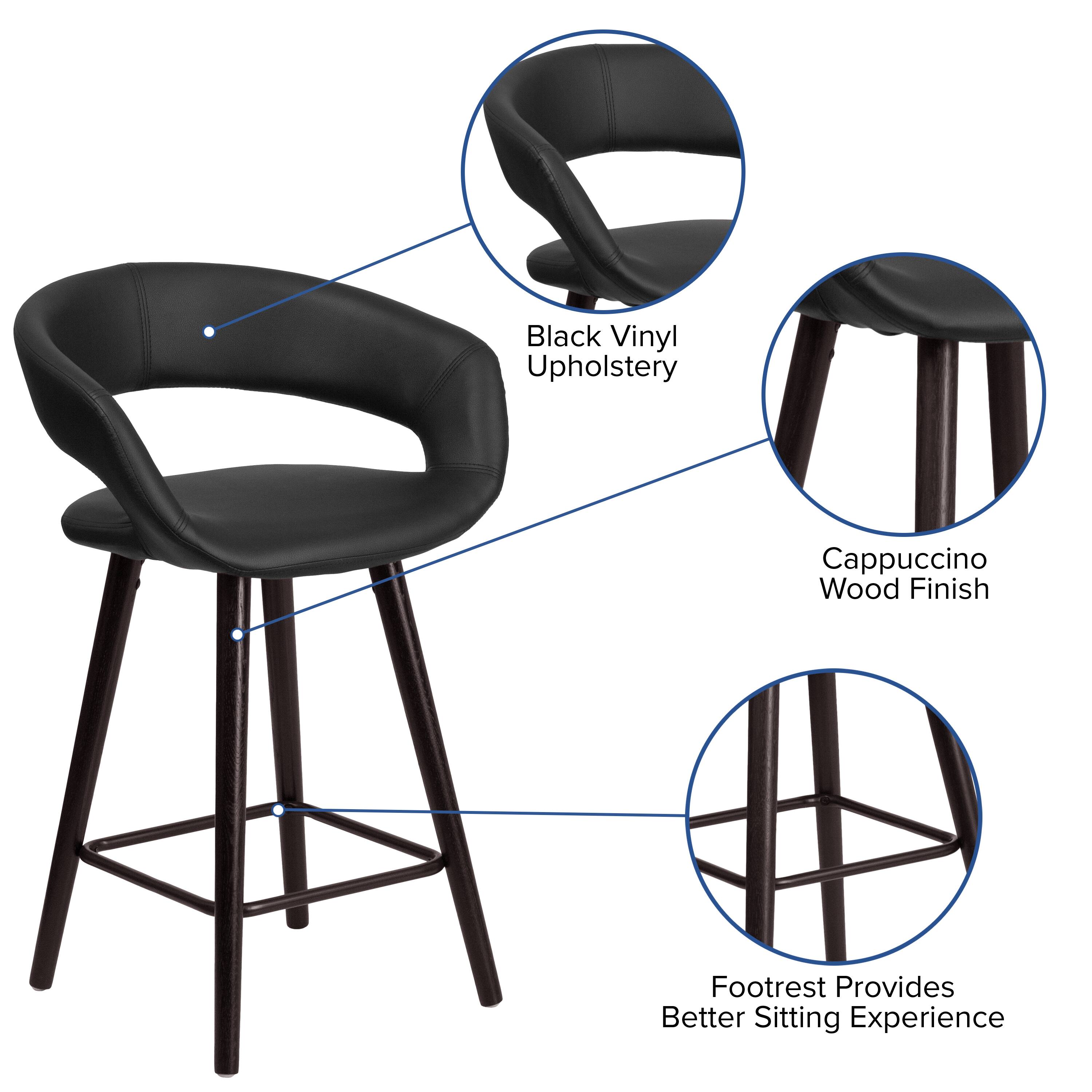 Black Vinyl Upholstery  
Cappuccino Wood Finish  
Footrest Provides Better Sitting Experience