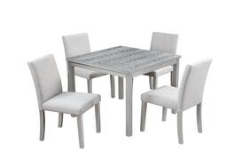 Boyel Living - 5-Piece Dining Table Set for 4, Wood Top Kitchen Table with 4 Upholstered Chairs - Beige+Silver Gray