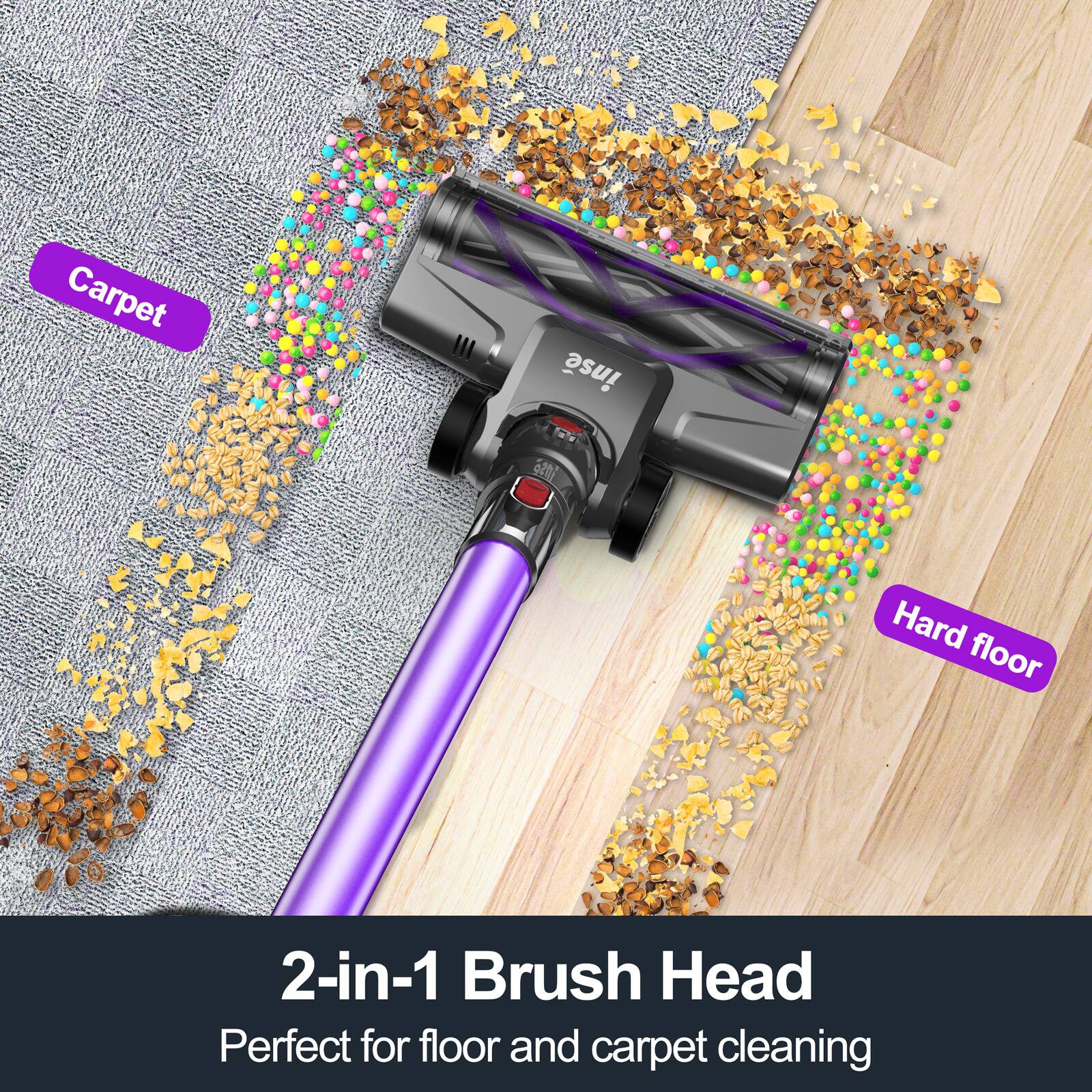 Carpet  
Hard floor  
2-in-1 Brush Head  
Perfect for floor and carpet cleaning