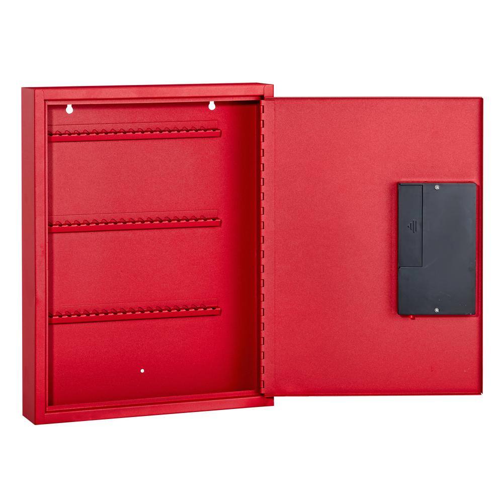 Left. AdirOffice - Steel Digital Key Cabinet, 60-Key Capacity with Programmable Lock - Red.