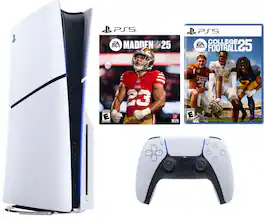 PS5 - Playstation 5 Slim Disc Bundle with Madden NFL 25 Game & College Football 25 Game - PlayStation 5