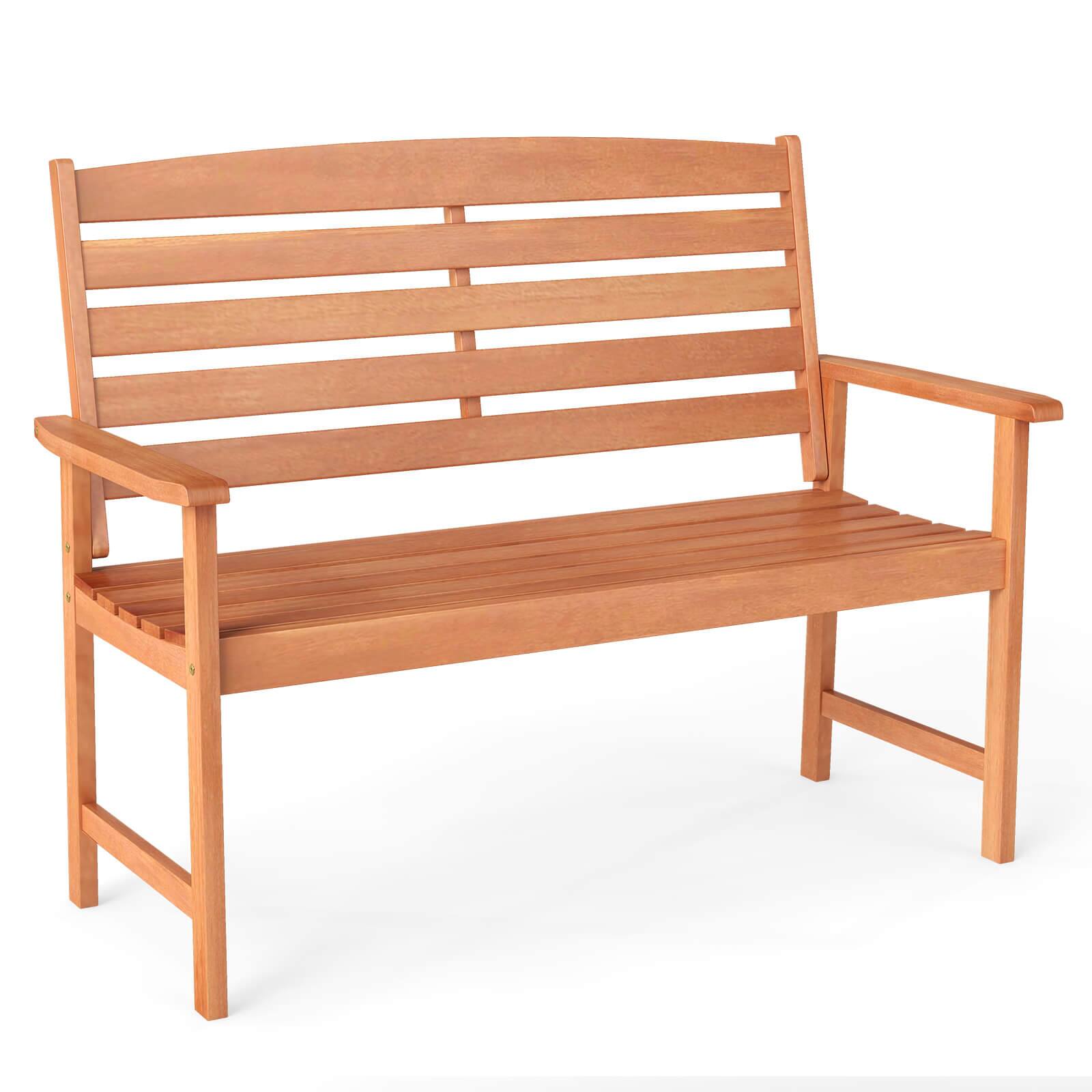 Alt View 9. Costway - Costway Wooden Garden Bench 2-Person Patio Loveseat with Slatted Backrest Natural - Natural.