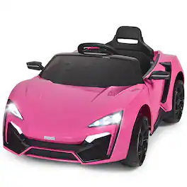 Costway - 12V Kids Ride On Car 2.4G RC Electric Vehicle w/ Lights MP3 Openable Doors - Pink